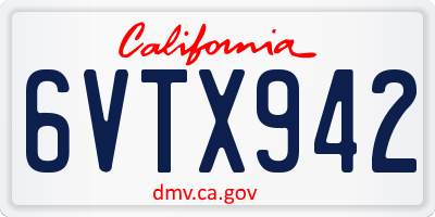 CA license plate 6VTX942