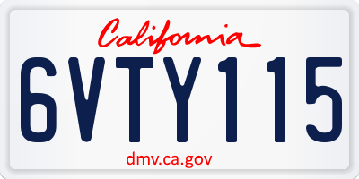 CA license plate 6VTY115