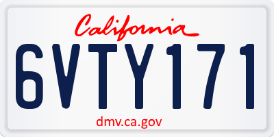 CA license plate 6VTY171
