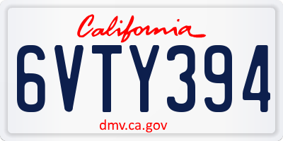 CA license plate 6VTY394