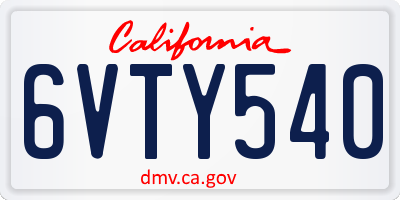 CA license plate 6VTY540