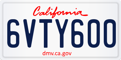 CA license plate 6VTY600