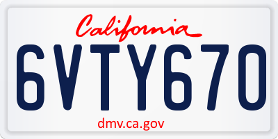CA license plate 6VTY670