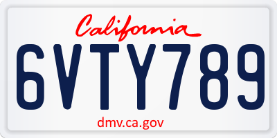 CA license plate 6VTY789