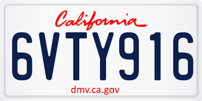 CA license plate 6VTY916