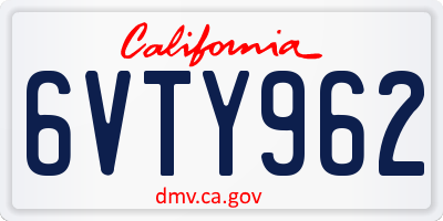 CA license plate 6VTY962