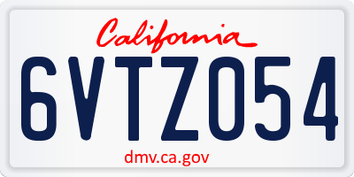 CA license plate 6VTZ054