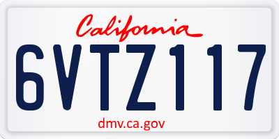 CA license plate 6VTZ117