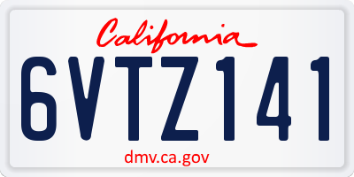 CA license plate 6VTZ141