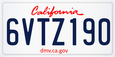 CA license plate 6VTZ190