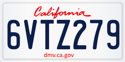 CA license plate 6VTZ279