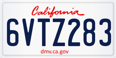 CA license plate 6VTZ283