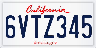 CA license plate 6VTZ345