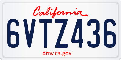 CA license plate 6VTZ436