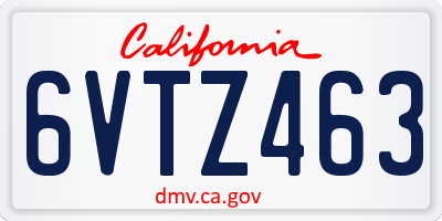 CA license plate 6VTZ463