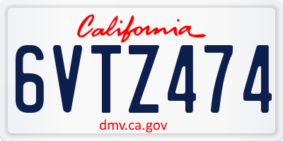 CA license plate 6VTZ474