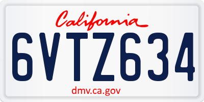 CA license plate 6VTZ634