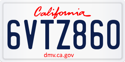 CA license plate 6VTZ860