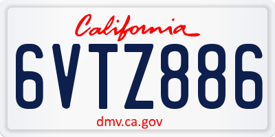 CA license plate 6VTZ886