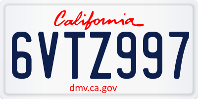 CA license plate 6VTZ997