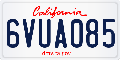 CA license plate 6VUA085