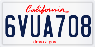 CA license plate 6VUA708