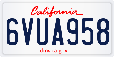 CA license plate 6VUA958
