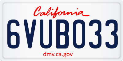 CA license plate 6VUB033