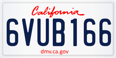 CA license plate 6VUB166