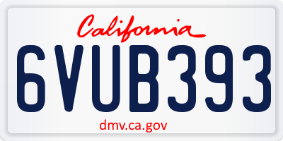 CA license plate 6VUB393