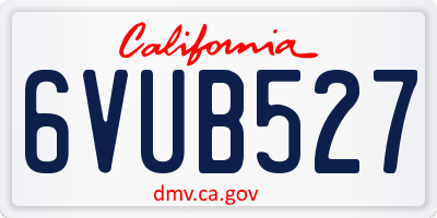CA license plate 6VUB527