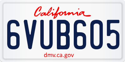 CA license plate 6VUB605
