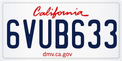 CA license plate 6VUB633