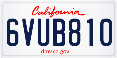 CA license plate 6VUB810