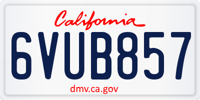 CA license plate 6VUB857