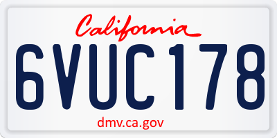 CA license plate 6VUC178