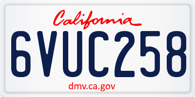 CA license plate 6VUC258