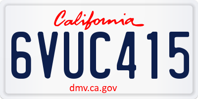 CA license plate 6VUC415