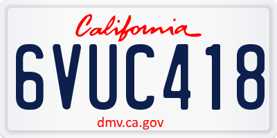 CA license plate 6VUC418