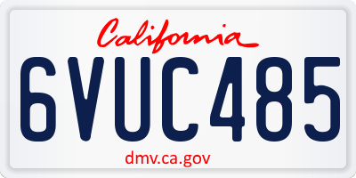 CA license plate 6VUC485