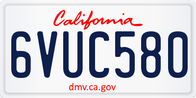CA license plate 6VUC580