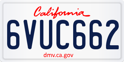 CA license plate 6VUC662