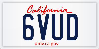 CA license plate 6VUD