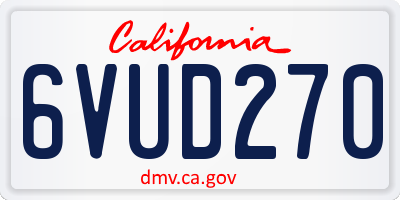 CA license plate 6VUD270