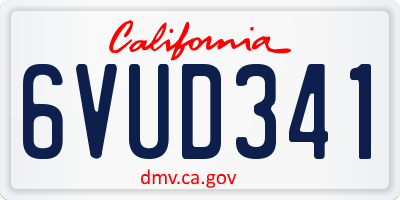 CA license plate 6VUD341