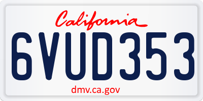 CA license plate 6VUD353