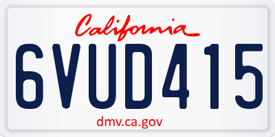 CA license plate 6VUD415