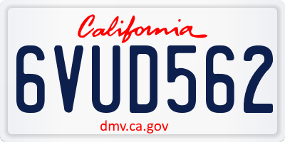 CA license plate 6VUD562