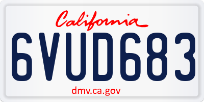 CA license plate 6VUD683