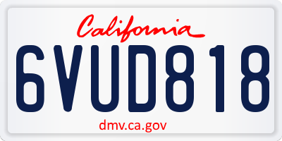 CA license plate 6VUD818